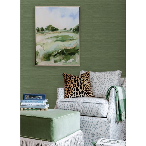 Society Social x Nuwallpaper 30.75-sq. ft. Hunter Green Vinyl Textured Grass Cloth Peel and Stick Wallpaper