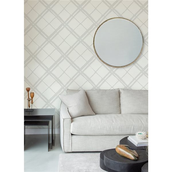 Scott Living x Nuwallpaper 30.75-sq. ft. Grey Espalier Vinyl Geometric Peel and Stick Wallpaper