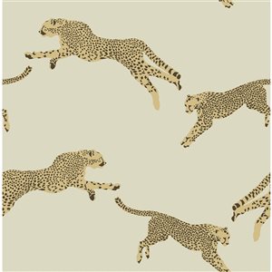 Scalamandre 30.75-sq. ft. Beige Dune Leaping Cheetah Vinyl Peel and Stick Wallpaper