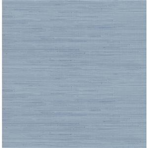 Society Social x Nuwallpaper 30.75-sq. ft. Mineral Blue Vinyl Textured Grass Cloth Peel and Stick Wallpaper