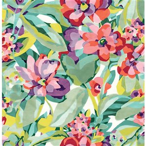 Caroline et Bettina x Nuwallpaper 30.75-sq. ft. Multicolour Belles Fleurs Vinyl Floral Peel and Stick Wallpaper