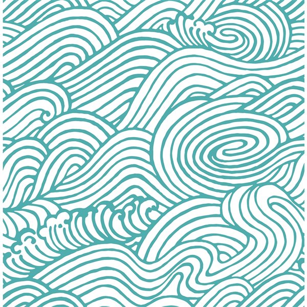 Nuwallpaper 30.75-sq. ft. Teal Saybrook Vinyl Abstract Peel and Stick Wallpaper