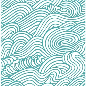 Nuwallpaper 30.75-sq. ft. Teal Saybrook Vinyl Abstract Peel and Stick Wallpaper