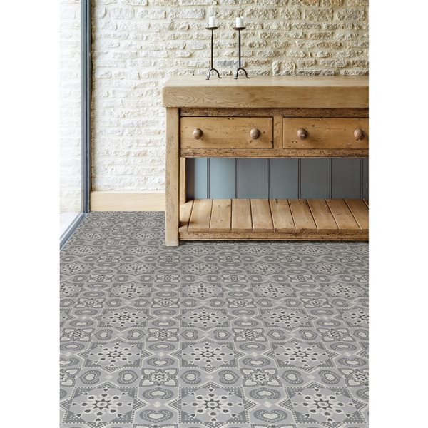 FloorPops Whitney Grey Peel And Stick Vinyl Tiles - 10-Pack FP3991 | RONA