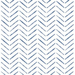 Nuwallpaper 30.75-sq. ft. Indigo Holden Vinyl Chevron Peel and Stick Wallpaper