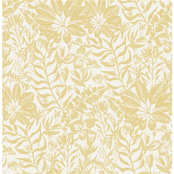 Nuwallpaper 30.75-sq. ft. Yellow Foliole Vinyl Floral Peel and Stick Wallpaper