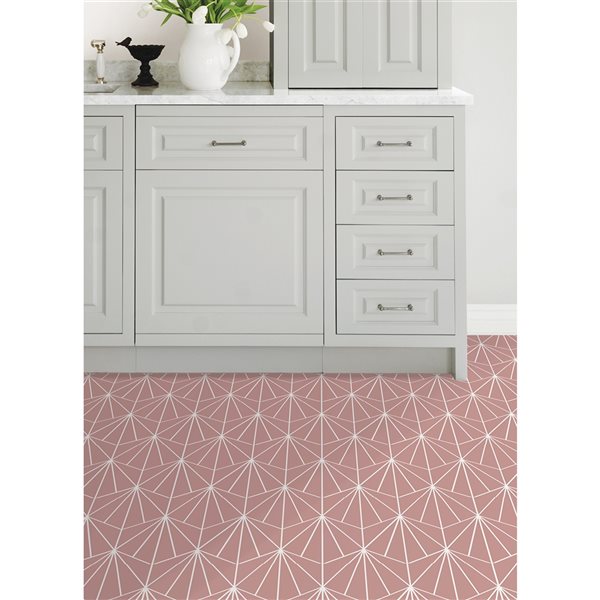 Carreaux de vinyle autocollants Quartz par FloorPops roses, paquet de 10