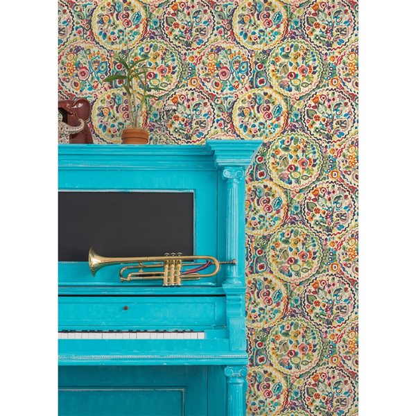 Caroline et Bettina x Nuwallpaper 30.75-sq. ft. Multicolour Camille Vinyl Peel and Stick Wallpaper