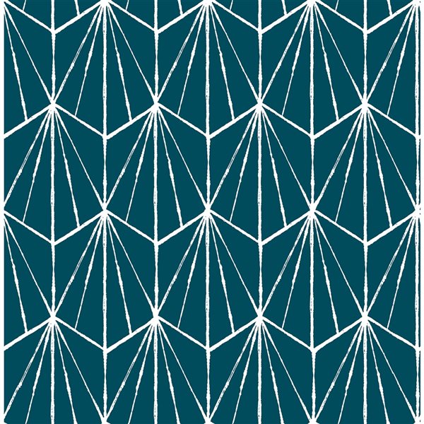 Nuwallpaper 30.75-sq. ft. Indigo Dorset Vinyl Geometric Peel and Stick Wallpaper