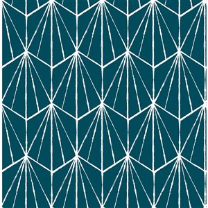 Nuwallpaper 30.75-sq. ft. Indigo Dorset Vinyl Geometric Peel and Stick Wallpaper