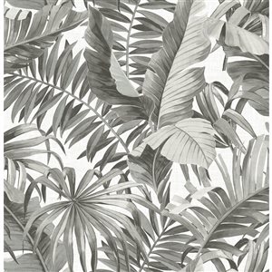 Nuwallpaper 30.75-sq. ft. Black and White Maui Vinyl Foliage Peel and Stick Wallpaper