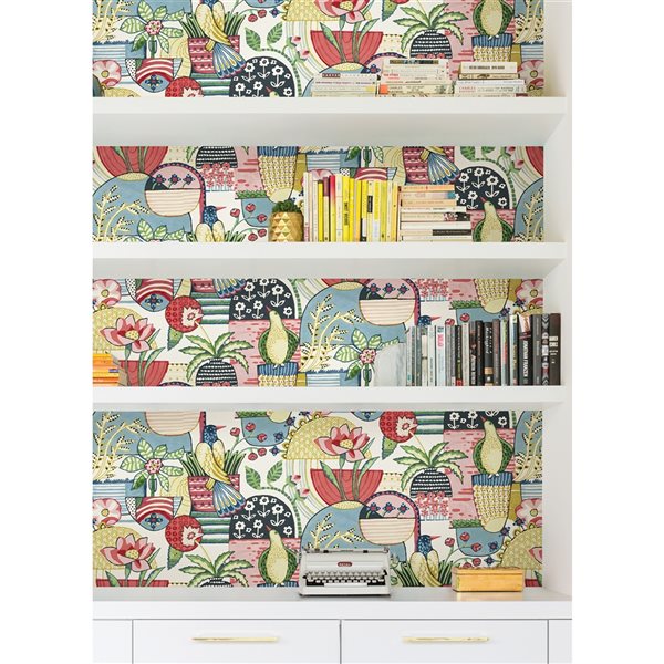 Caroline et Bettina x Nuwallpaper 30.75-sq. ft. Multicolour Avriel Vinyl Peel and Stick Wallpaper