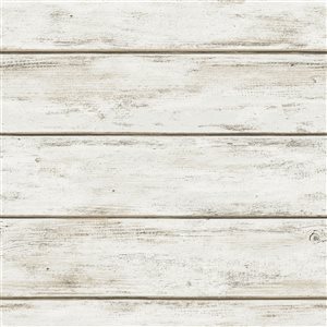 Inhome 28.6-sq. ft. White Washed Plank Vinyl Textured Peel and Stick Wallpaper