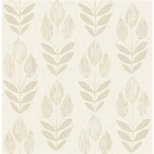 Nuwallpaper 30.75-sq. ft. Cream Folk Tulip Vinyl Floral Peel and Stick ...