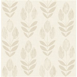 Papier peint autocollant NuWallpaper floral Tulipe Folklorique crème en vinyle de 30,75 pi²