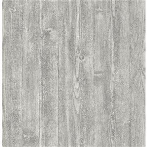 Inhome 28.19-sq. ft. Grey Portland Vinyl Wood Peel and Stick Wallpaper