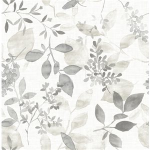 Papier peint autocollant NuWallpaper feuillage gris frais en vinyle de 30,75 pi²