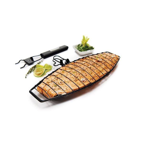 Panier à poisson antiadhésif en métal recouvert de porcelaine par GrillPro