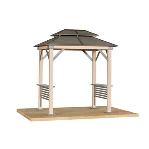 Tommy Bahama Cove Wood and Metal  6-ft x 8-ft Rectangular Grill Gazebo with Steel Roof