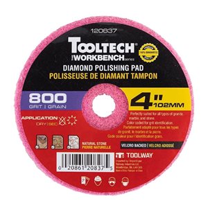 Tampon de polissage diamanté Workbench de 4 po à 800 grains par Tooltech, paquet de 10