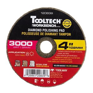 Tampon de polissage diamanté Workbench de 4 po à 3000 grains par Tooltech, paquet de 10