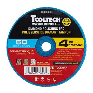 Tampon de polissage diamanté Workbench de 4 po à 50 grains par Tooltech, paquet de 10