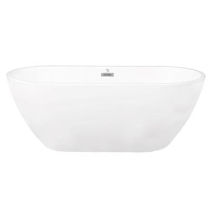 CASAINC 29.53-in x 66.93-in White Acrylic Oval Center Drain Freestanding Bathtub