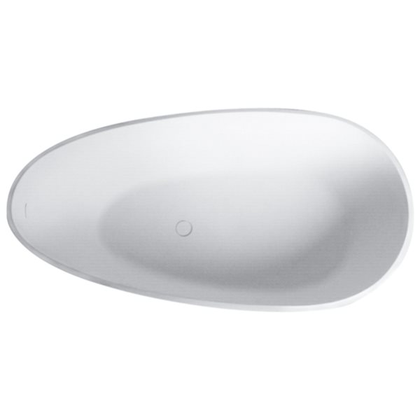 CASAINC 31-in x 59-in White Solid Surface Oval Freestanding Bathtub with Center Drain