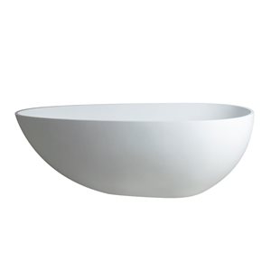 CASAINC 31-in x 59-in White Solid Surface Oval Freestanding Bathtub with Center Drain