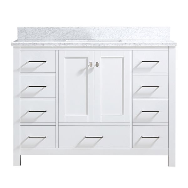 Casainc 47.2-in White Single Sink Bathroom Vanity with White Marble Top ...