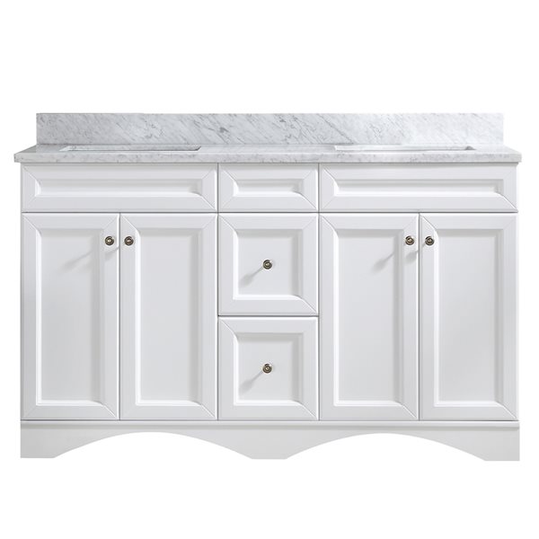 Image of Casainc | 60-In White Double Sink Bathroom Vanity With White Marble Top | Rona