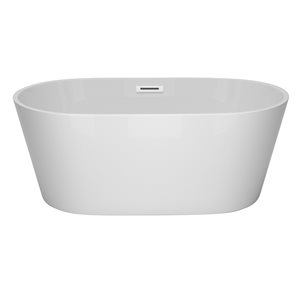 CASAINC 31.1-in x 59.06-in White Acrylic Oval Center Drain Freestanding Bathtub