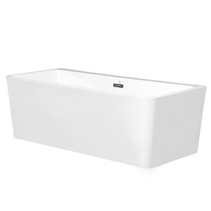 CASAINC 28.74-in x 66.93-in White Acrylic Rectangular Center Drain Freestanding Bathtub