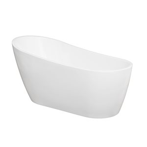 CASAINC 27.56-in x 55.12-in White Acrylic Oval Center Drain Freestanding Bathtub