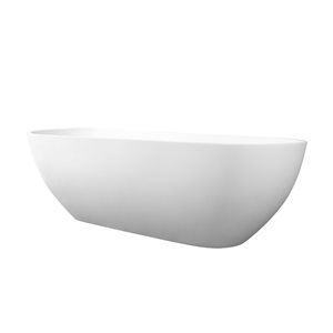CASAINC 28.5-in x 59-in White Solid Surface Oval Center Drain Freestanding Bathtub