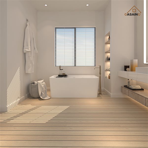 CASAINC 28.74-in x 55.16-in White Acrylic Rectangular Center Drain Freestanding Bathtub