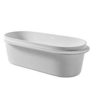 CASAINC 33.5-in x 71-in White Solid Surface Oval Center Drain Freestanding Bathtub