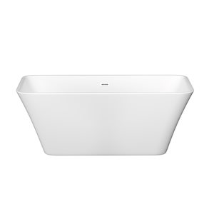 CASAINC 30-in x 67-in White Acrylic Rectangular Center Drain Freestanding Bathtub