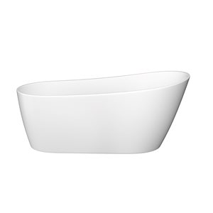 CASAINC 31-in x 59-in White Acrylic Oval Center Drain Freestanding Bathtub