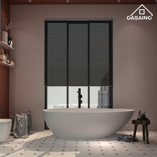 CASAINC 35.43-in x 70.87-in White Solid Surface Oval Center Drain Freestanding Bathtub