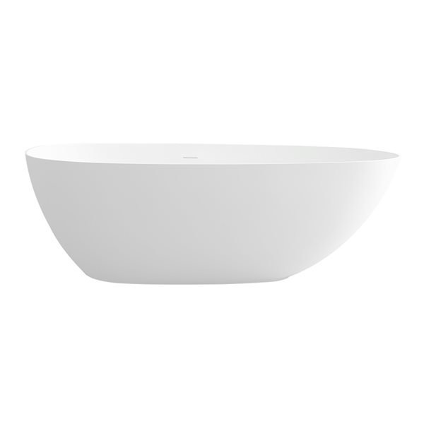 Image of Casainc | 35.43-In X 70.87-In White Solid Surface Oval Center Drain Freestanding Bathtub | Rona