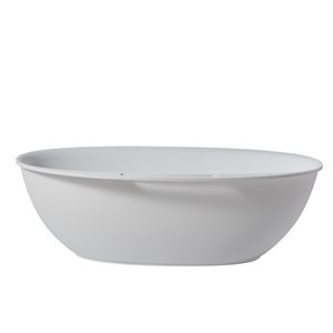 CASAINC 33.5-in x 63-in White Solid Surface Oval Center Drain Freestanding Bathtub