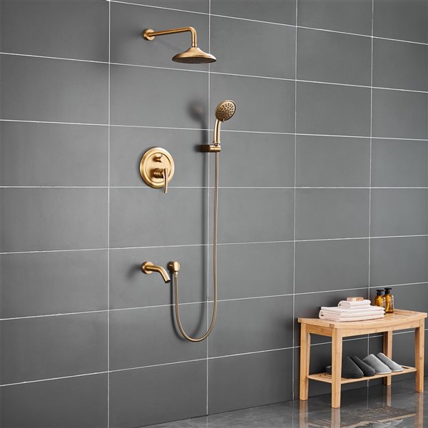 CASAINC Builtin Shower System in Brushed Gold with Hand Shower RONA