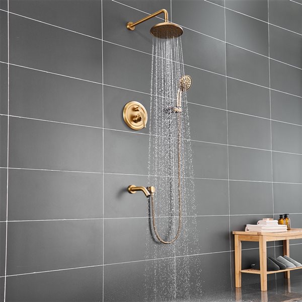 CASAINC Built-in Shower System in Brushed Gold with Hand Shower | RONA