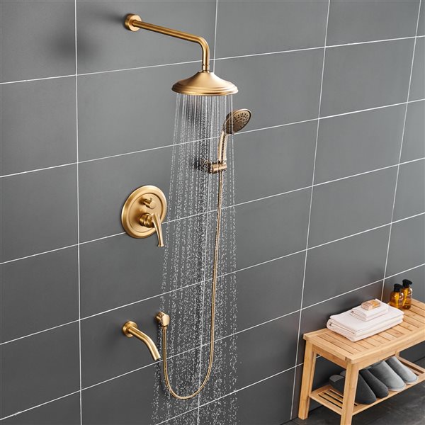 CASAINC Built-in Shower System in Brushed Gold with Hand Shower | RONA