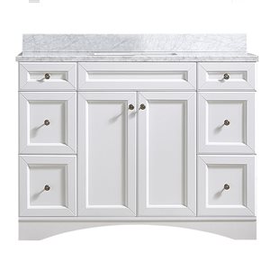 CASAINC 47.2-in White Single Sink Bathroom Vanity and White Marble Top