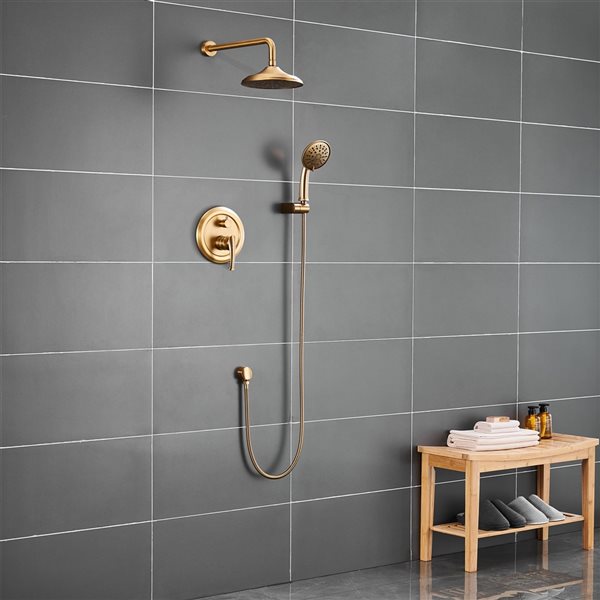CASAINC Brushed Gold Builtin Shower System with Hand Shower RONA