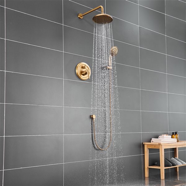 CASAINC Brushed Gold Builtin Shower System with Hand Shower RONA