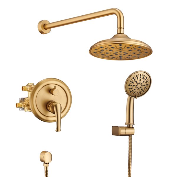 CASAINC Brushed Gold Builtin Shower System with Hand Shower RONA