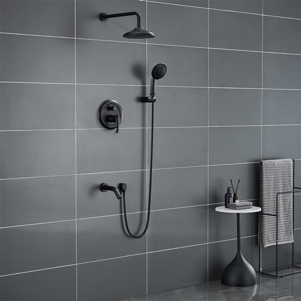CASAINC Matte Black Built-in Shower System with Hand Shower